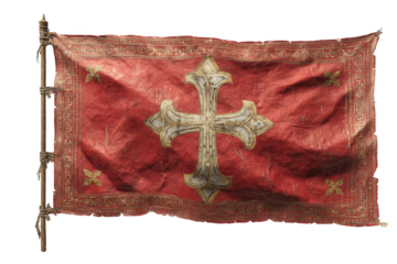 Historical flag, weathered, flying