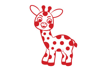 Cute Giraffe with Red Polka Dots on White Background