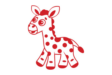 Cartoon Zebra in Red and White on a White Background