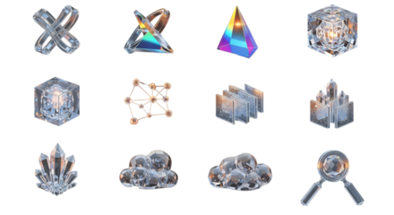 Crystal Clear Data: Premium 3D Icons for Visualizing Blockchain and AI