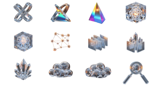 Crystal Clear Data: Premium 3D Icons for Visualizing Blockchain and AI