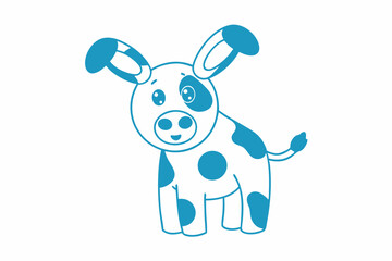 Cute Blue Spotted Dog with Large Eyes on White Background. Cartoon Dog