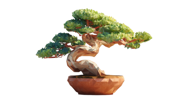 Low-poly bonsai illustration
