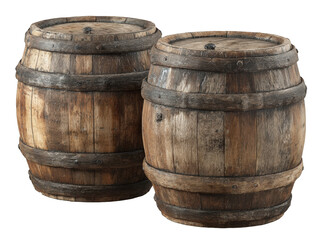 Fototapeta premium Two aged wooden barrels