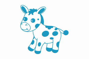 Cute Blue Spotted Donkey on White Background Isolated