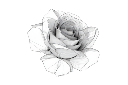 Detailed grayscale rose illustration - Powered by Adobe