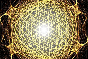 Golden Abstract Light Grid with Central Glow