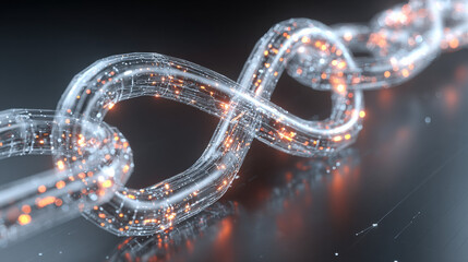 cybernetic lock shaped like infinity symbol over cloud computing matrix no text clean background illustration concept scene visual for commercial design use high detail quality stock image