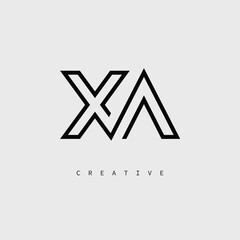 XA Creative Letter Logo – Minimal Line Monogram in Black Outline for Modern Branding Identity Design.
