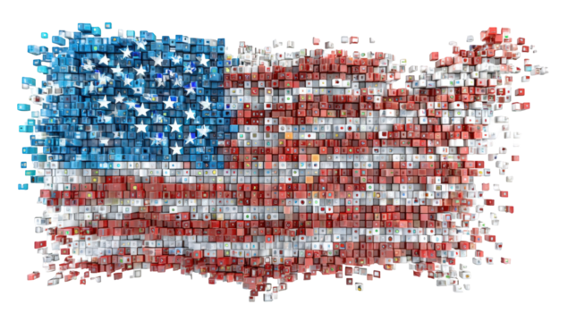 American flag mosaic map