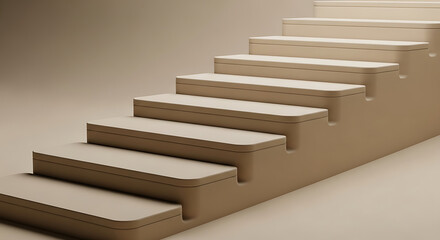 Neutral staircase leading upwards in a minimalist and monochromatic setting for growth