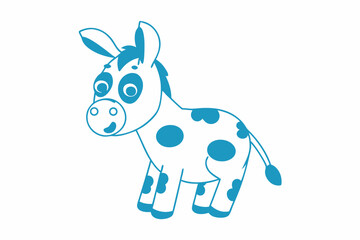 Cartoon Donkey with Blue Spots on White Background