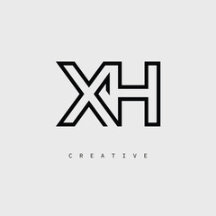 XH Creative Letter Logo &ndash; Minimal Line Monogram in Black Outline for Modern Branding Identity Design.
