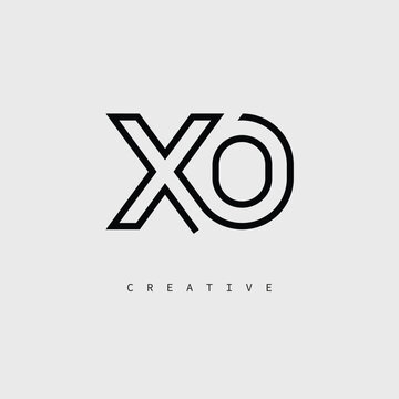 XO Creative Letter Logo &ndash; Minimal Line Monogram in Black Outline for Modern Branding Identity Design.