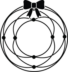 Elegant circular graphic with a festive bow, perfect for holiday decorations