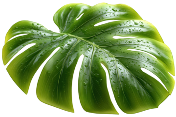 Close-up of a vibrant green tropical leaf