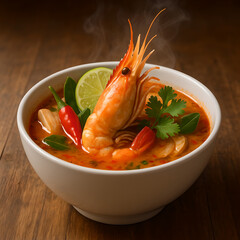 Tom Yum Soup Photo Thai Food Shrimp Bowl Spicy Soup Kitchen Wall Art