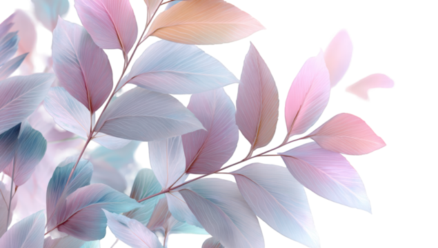 Pastel leaves in soft shades