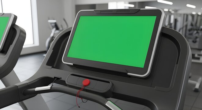 modern treadmill with green screen tablet gym - Powered by Adobe