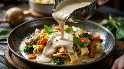 adding creaminess to the whole dish.