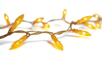 Warm yellow string lights against white