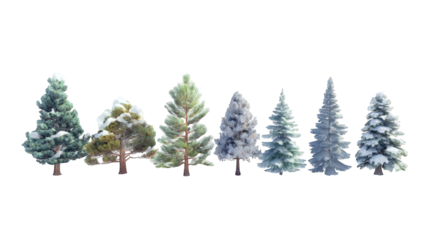 Row of stylized winter trees