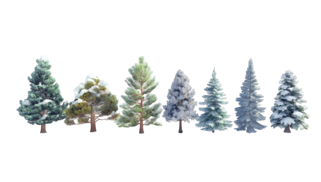 Row of stylized winter trees - Powered by Adobe