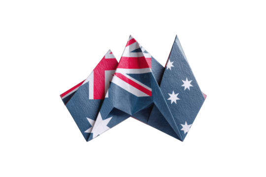 Origami paper shapes with Australian flags