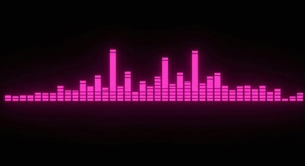 Pink neon equalizer bars on a black background, music visualization