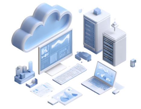 Cloud computing isometric graphic
