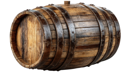 Aged wooden barrel, isolated on black