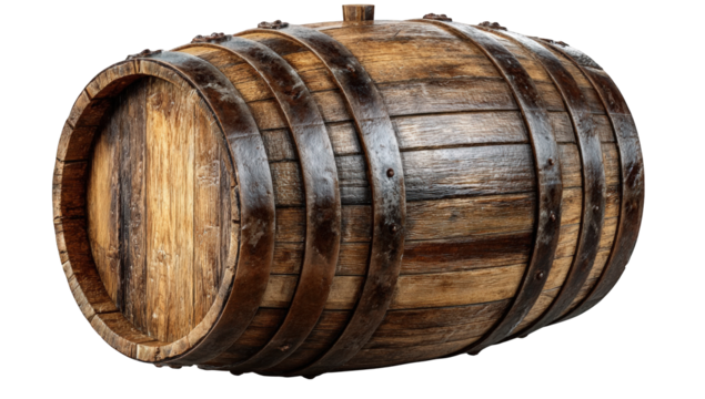 Aged wooden barrel, isolated on black