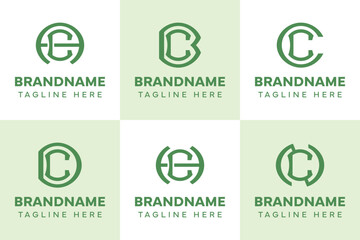 Letters CA CB CC CD CH CN Monogram Logo Set, for AC BC CC DC HC NC initials