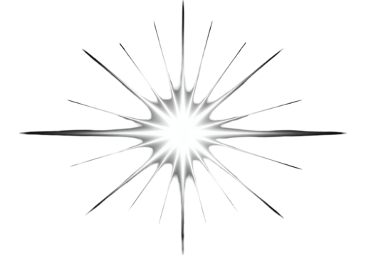 A radiant, symmetrical starburst design radiates light against a dark background.