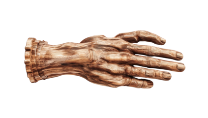 Detailed carved hand, rich brown tone