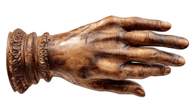 Ornate wooden hand sculpture