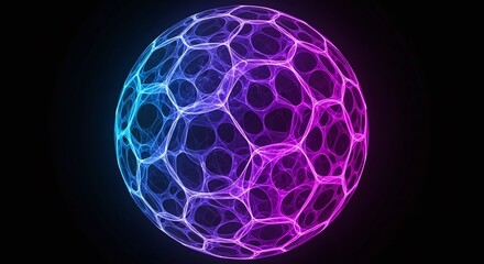 Abstract geometric sphere with glowing interconnected cellular structure