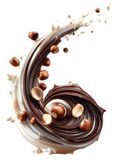 Swirling milk chocolate and hazelnut spread