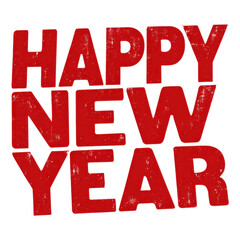 Bright Red Text Celebrating the Joyful New Year with Bold Letters on a White Background for Festive Use