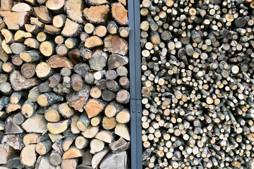 Drying wood in stands from iron for winter heating