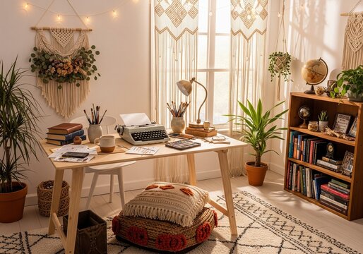 Boho Creative Corner study room workspace