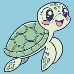 Green turtle cartoon illustration
