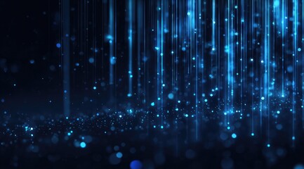 Abstract digital rain, glowing blue lines