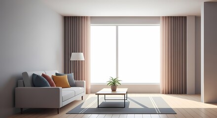 Fototapeta premium A peaceful flat illustration of a minimalist living room
