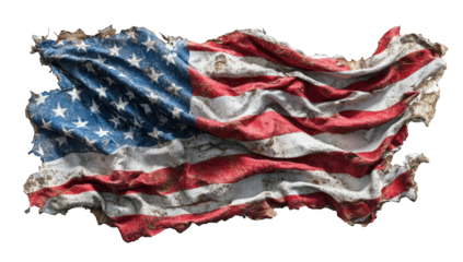 Ripped and stained American flag