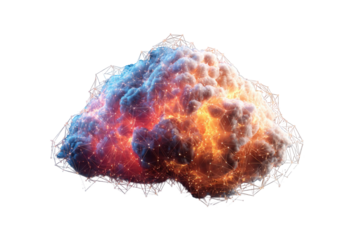 A vibrant, abstract cloud explosion