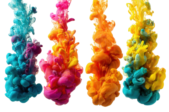 Colorful ink drops in motion