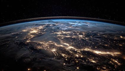 Earth from space, night view over North America and Europe