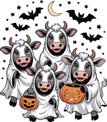 Fototapeta premium Halloween Cows EPS, Ghost Cows EPS, Funny Cow EPS, Funny Halloween EPS, Fall EPS, Cow Lover EPS, Spooky Cows EPS