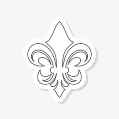 Fototapeta premium Fleur de lis line icon sticker isolated on gray background